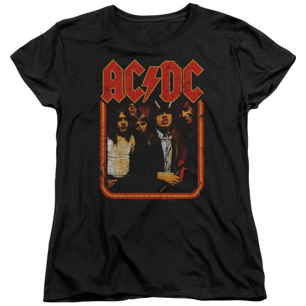Acdc Group Distressed Womens T Shirt Black